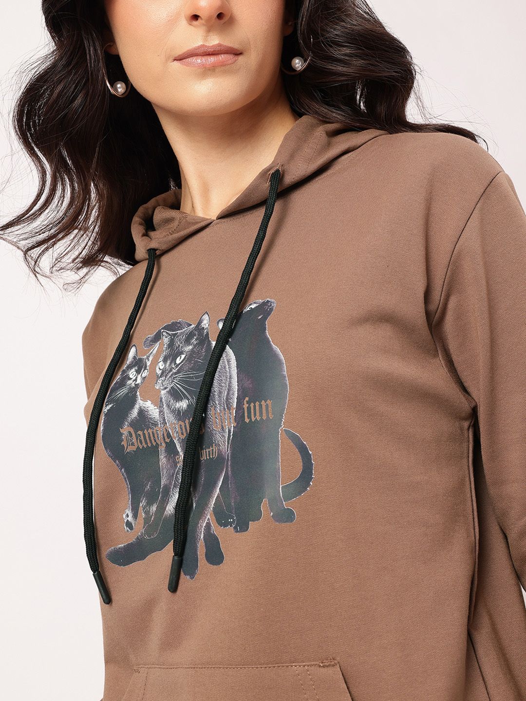 DressBerry Kitty Core Printed Hooded Sweatshirt