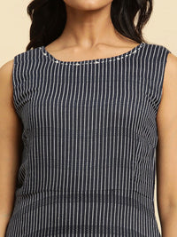 W Self Design Round Neck Cotton Maxi Dress