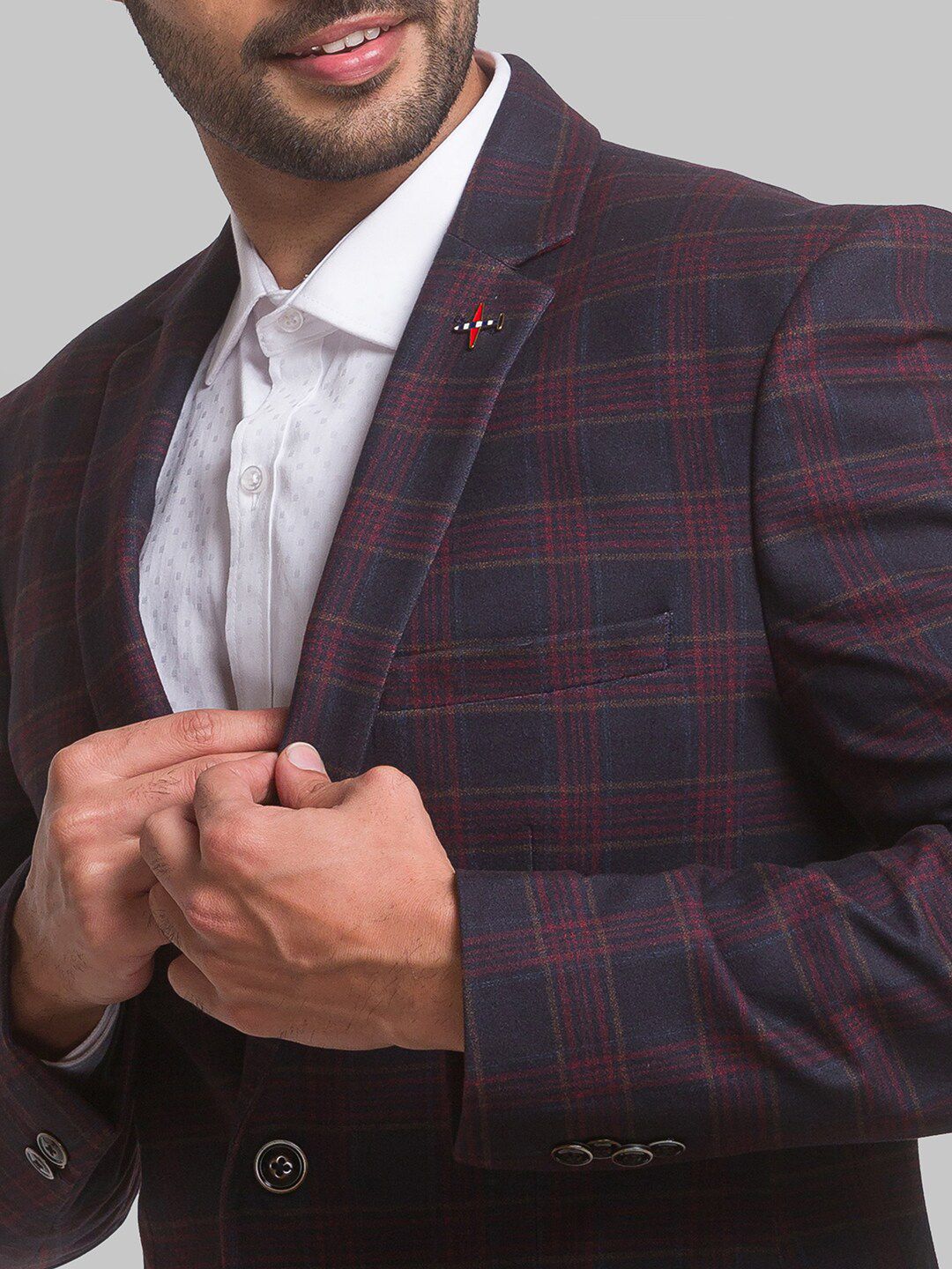Park Avenue Men Checked Single Breasted Blazers
