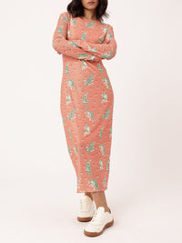 DressBerry Girly Girl Soft Net Graphic Printed Sheath Midi Dress Comes With Inner Slip
