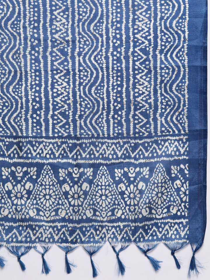 Varanga Blue Sleeveless Halter Neck Straight Kurta with Trouser & Bandhani Printed Dupatta