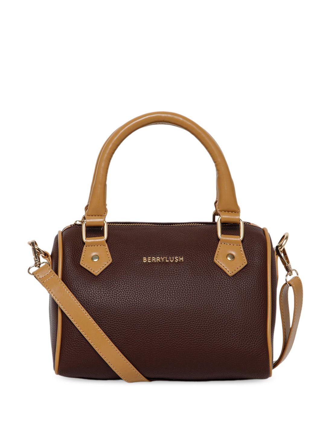 Berrylush Brown Structured Handheld Bag