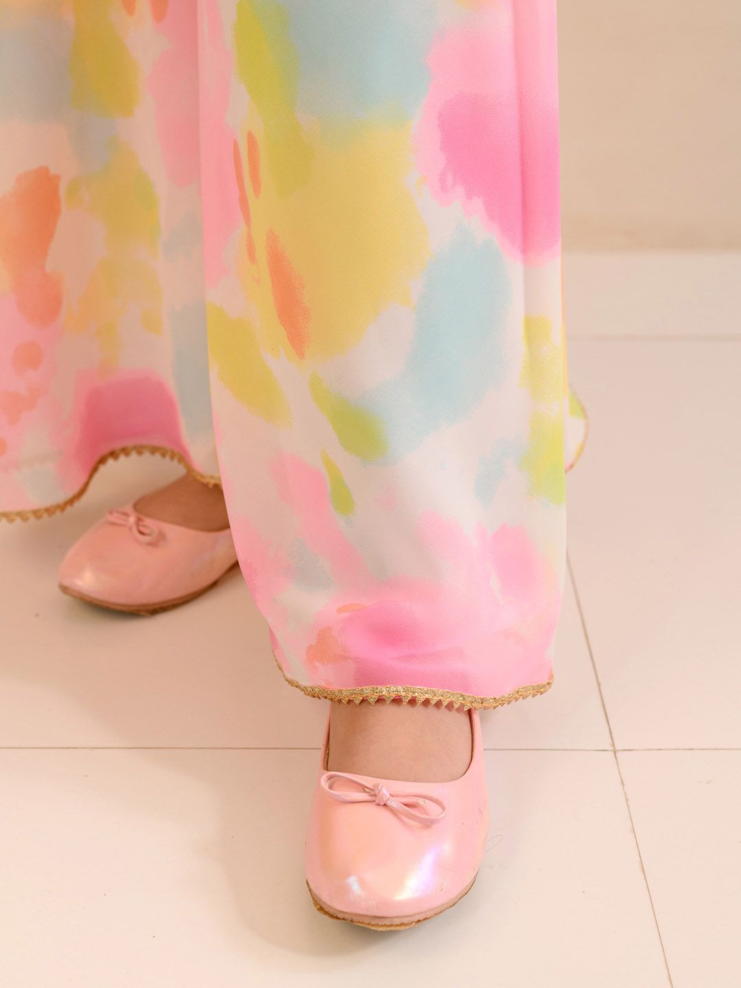 pspeaches Girls Abstract Printed Sequinned Regular A-Line Kurta & Sharara