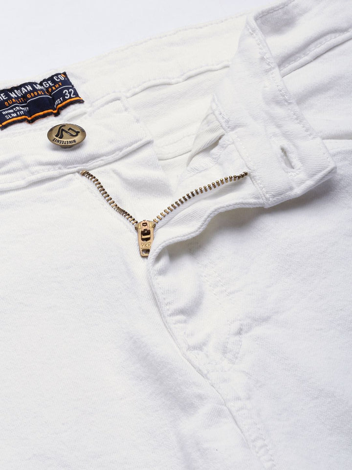 The Indian Garage Co Men White Slim Fit Regular Shorts