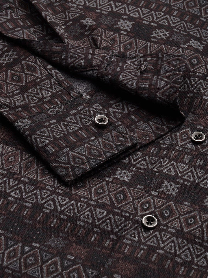 The Indian Garage Co Men Slim Fit Geometric Print Shirt