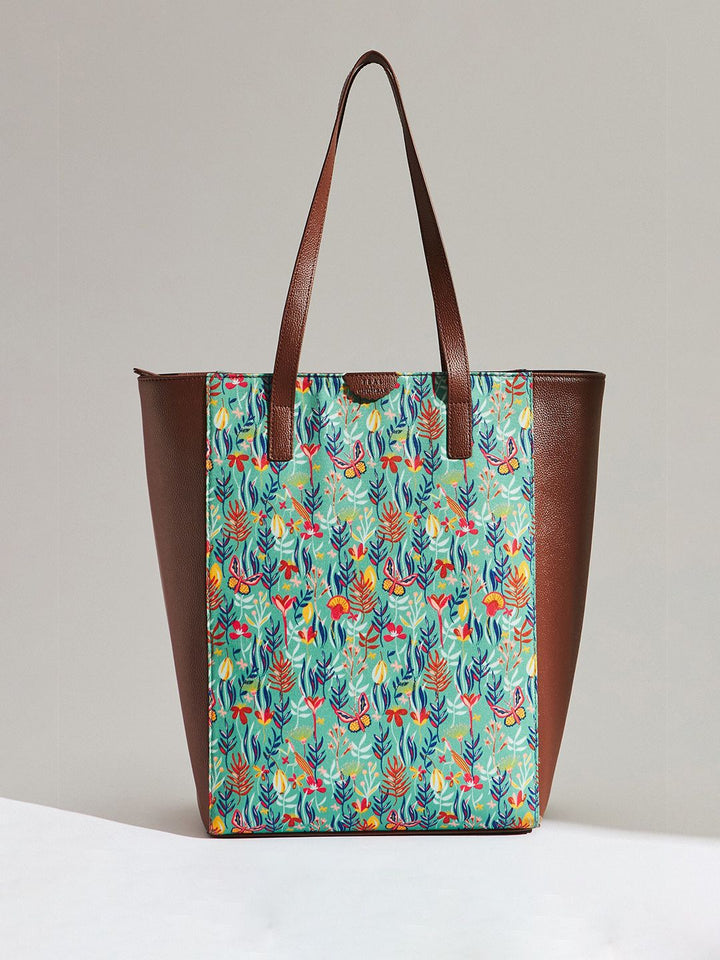 TEAL BY CHUMBAK Printed Oversized Shopper Tote Bag