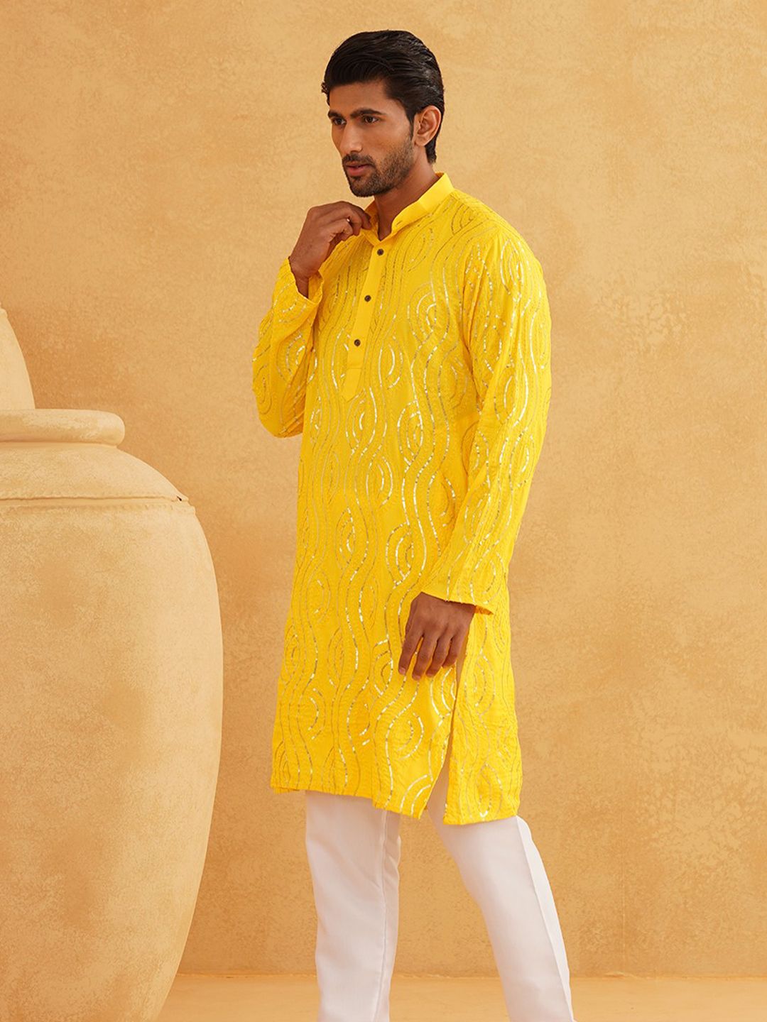 SOJANYA Thread Work Pure Cotton Straight Kurta
