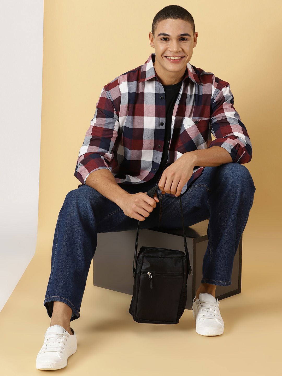 Thomas Scott Classic Tartan Checks Opaque Checked Cotton Casual Shirt - Oversized