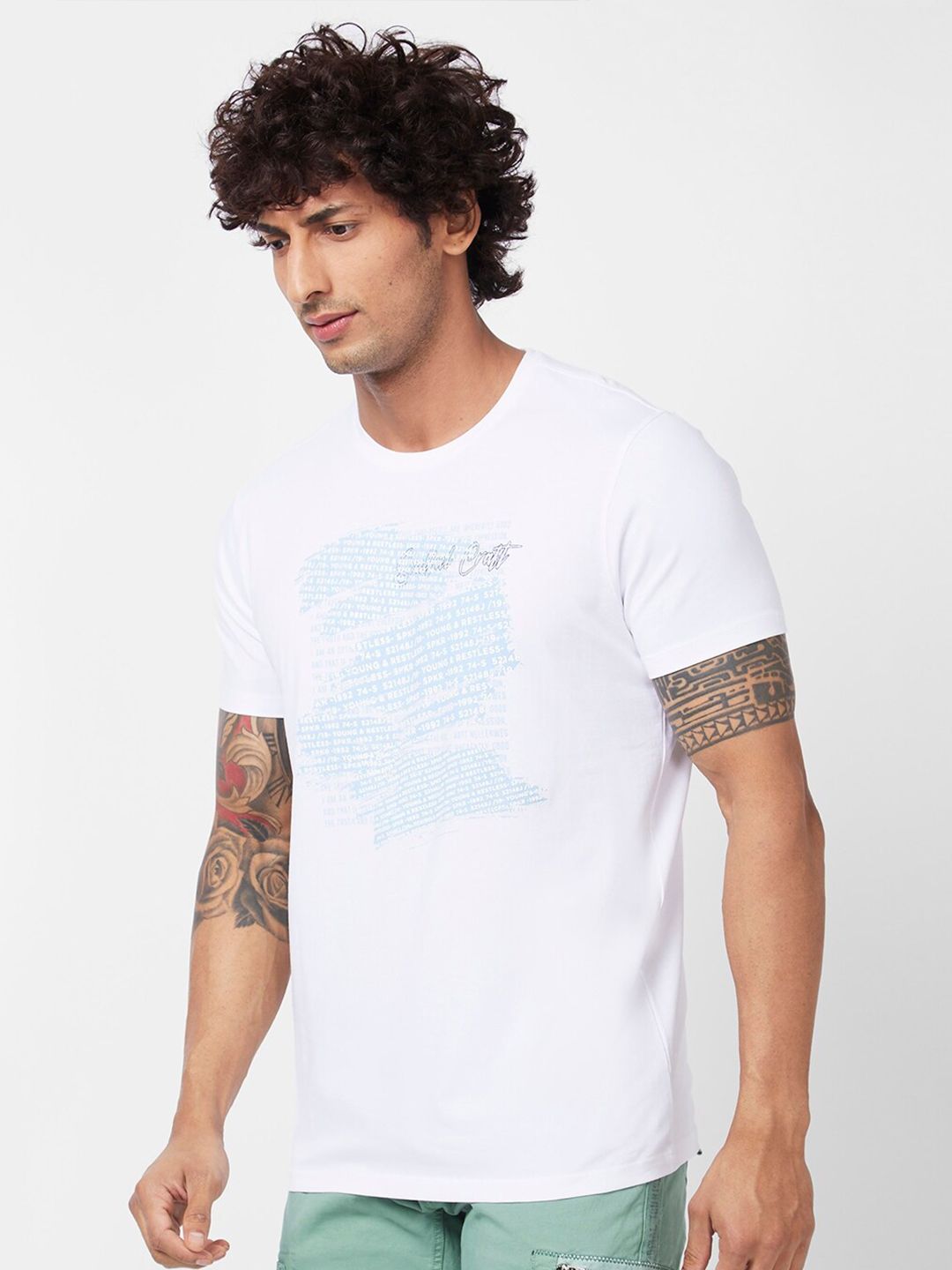SPYKAR Typography Printed Slim Fit T-shirt