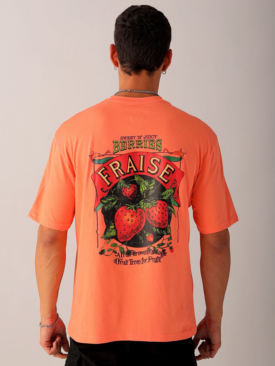 The Indian Garage Co Men Back Printed Boxy Oversized Round Neck T-shirt