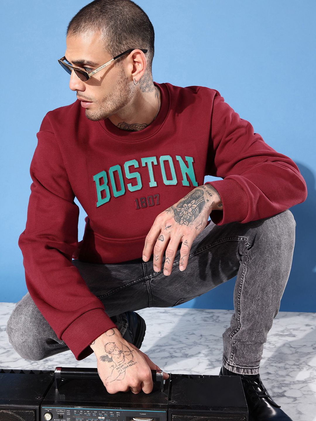 DILLINGER Men Typography Printed Oversized Sweatshirt
