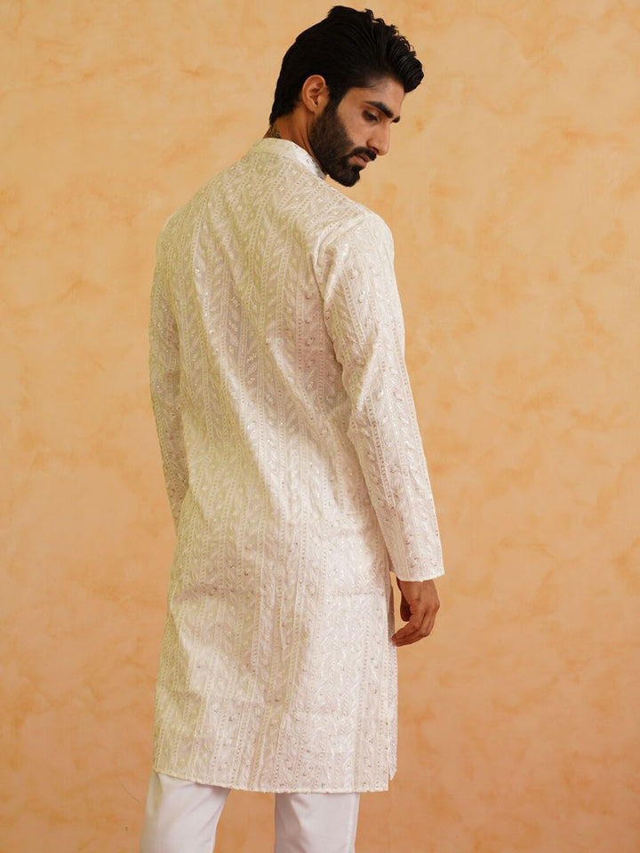 SOJANYA LUXE Mandarin Collar Embroidered Regular Thread Work Kurta with Pyjamas