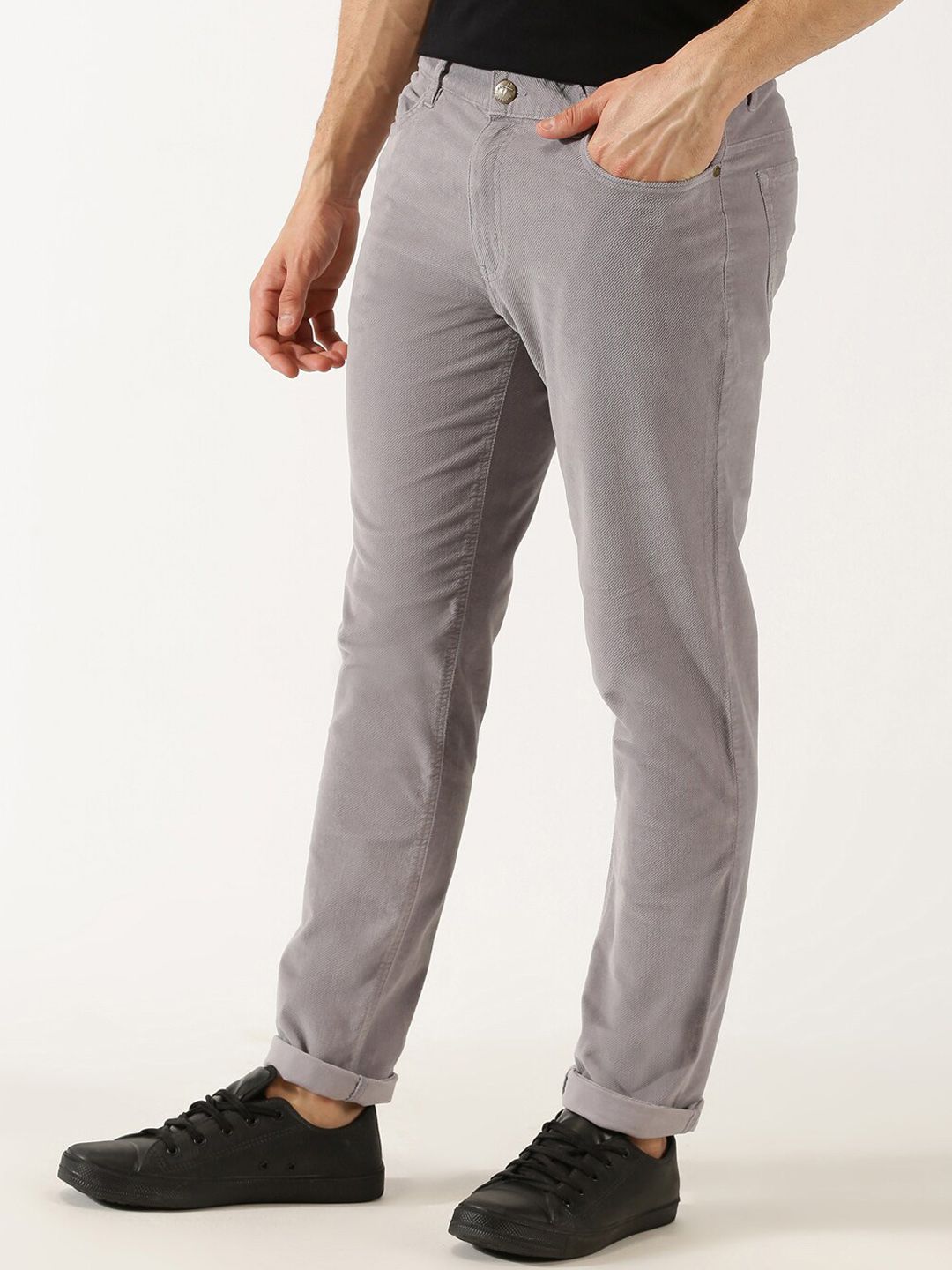 Thomas Scott Men Regular Fit Corduroy Chinos Trousers