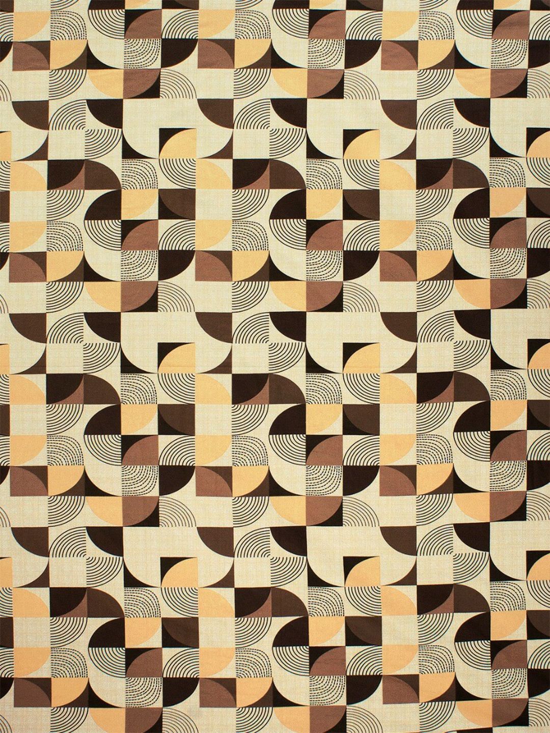 Story@home Brown Yellow Geometric Cotton 144 TC Queen Bedsheet With 2 Pillow Covers