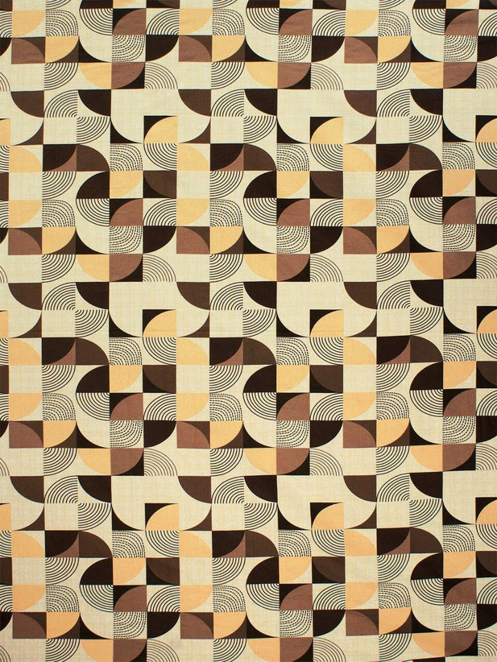 Story@home Brown Yellow Geometric Cotton 144 TC Queen Bedsheet With 2 Pillow Covers