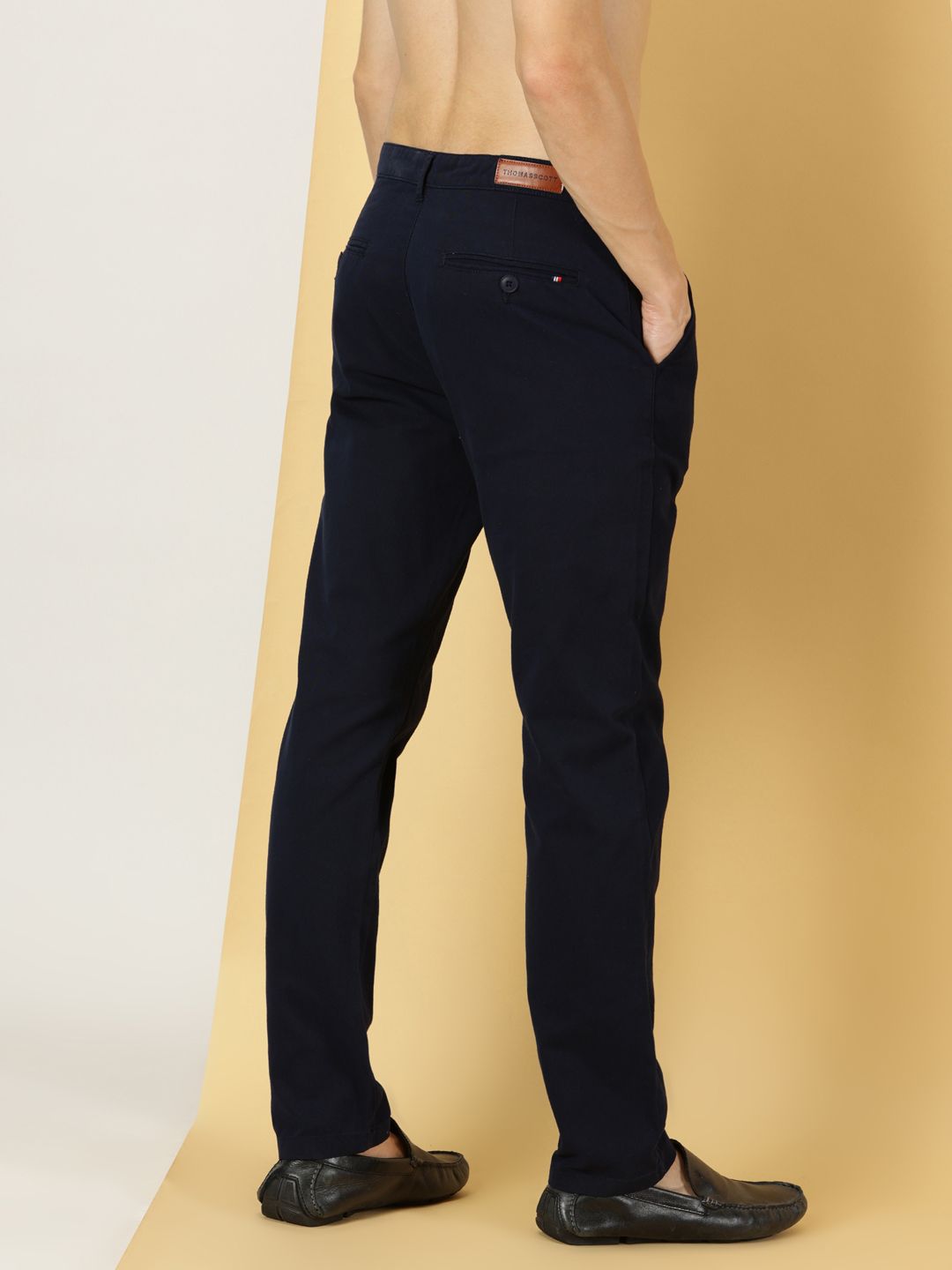 Thomas Scott Men Smart Slim Fit Pure Cotton Mid-Rise Chinos Trousers