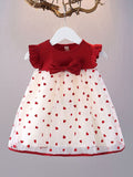 YK Girls Polka Dot Printed Cotton Fit & Flare Dress