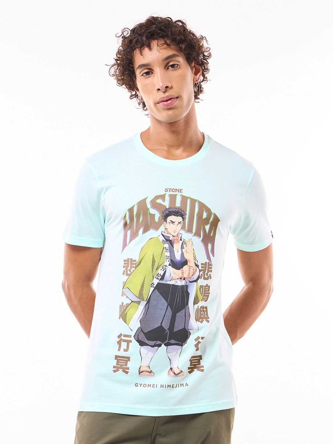 Bewakoof Official Demon Slayer Pure Cotton Stone Hashira Graphic Printed T-shirt