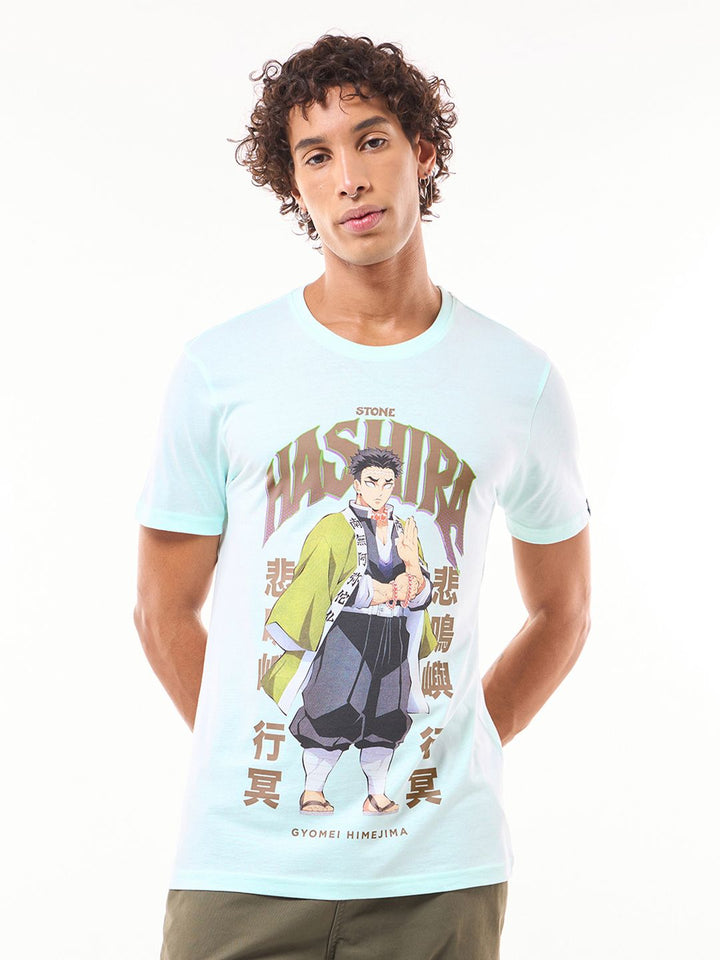 Bewakoof Official Demon Slayer Pure Cotton Stone Hashira Graphic Printed T-shirt