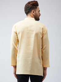 SOJANYA Kurta Pendek Rekaan Tenunan Kuning Lelaki