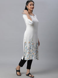 AURELIA Striped Keyhole Neck Pure Cotton Kurta