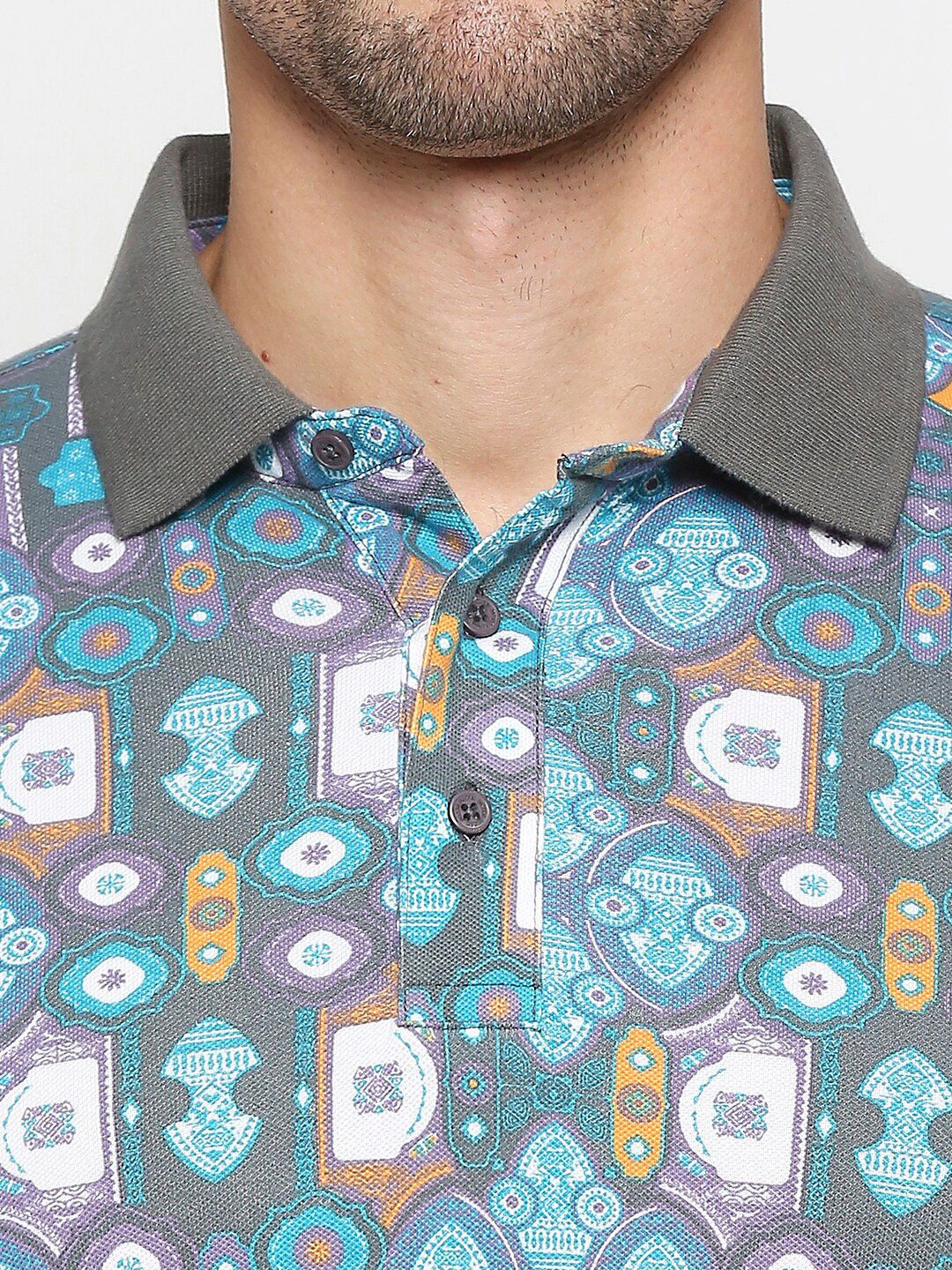 Being Human Geometric Printed Polo Collar Regular Fit Cotton Regular T-shirt