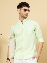 The Indian Garage Co Men Green Solid Casual Cotton Shirt