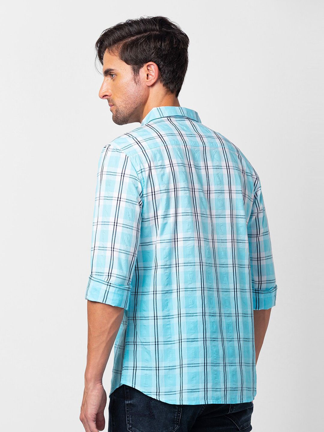 SPYKAR Men Slim Fit Cotton Tartan Checked Casual Shirt