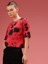 DressBerry Mickey Mouse Printed Drop-Shoulder Sleeves Relaxed Fit Pure Cotton T-shirt