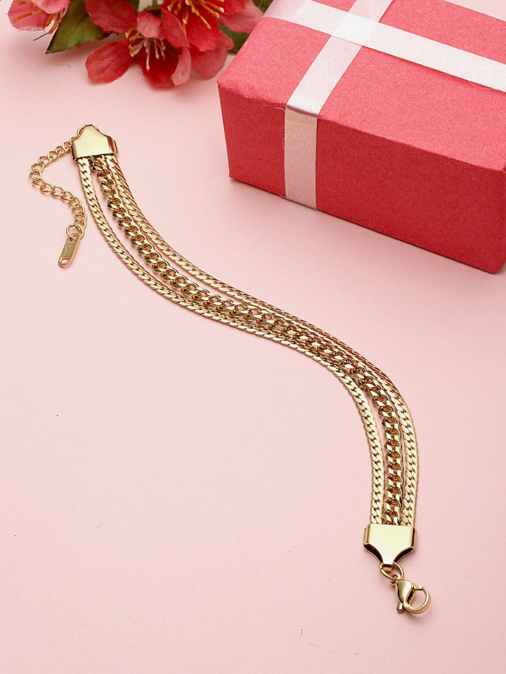 VOGUE PANASH Women Brass Gold-Plated Wraparound Bracelet