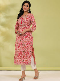 Rain & Rainbow Floral Printed A-line Calf-Length Kurta