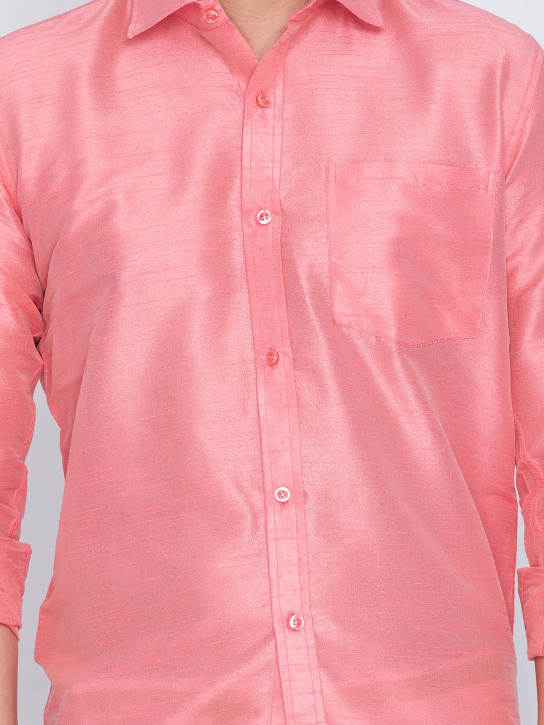 VASTRAMAY Men Pink Standard Regular Fit Solid Casual Shirt