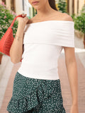 DressBerry Rib Knits Off-Shoulder Bardot Top