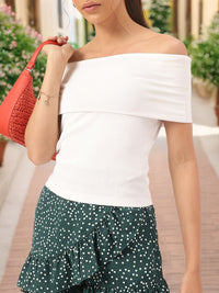 DressBerry Rib Knits Off-Shoulder Bardot Top