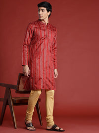 Anouk Tyohaar Collection Striped Sequinned Kurta with Churidar