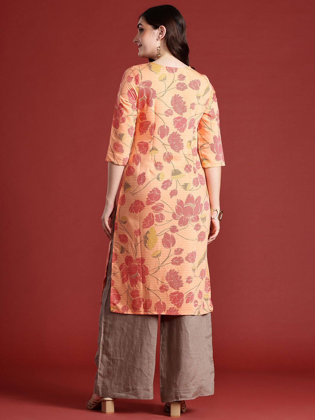 Anouk Floral Print Straight Kurta