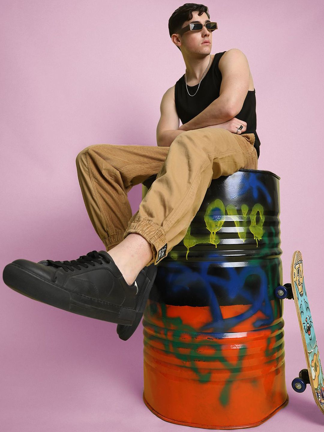 Bene Kleed Men Baggy Fit Mid-Rise Pure Cotton Joggers Trouser