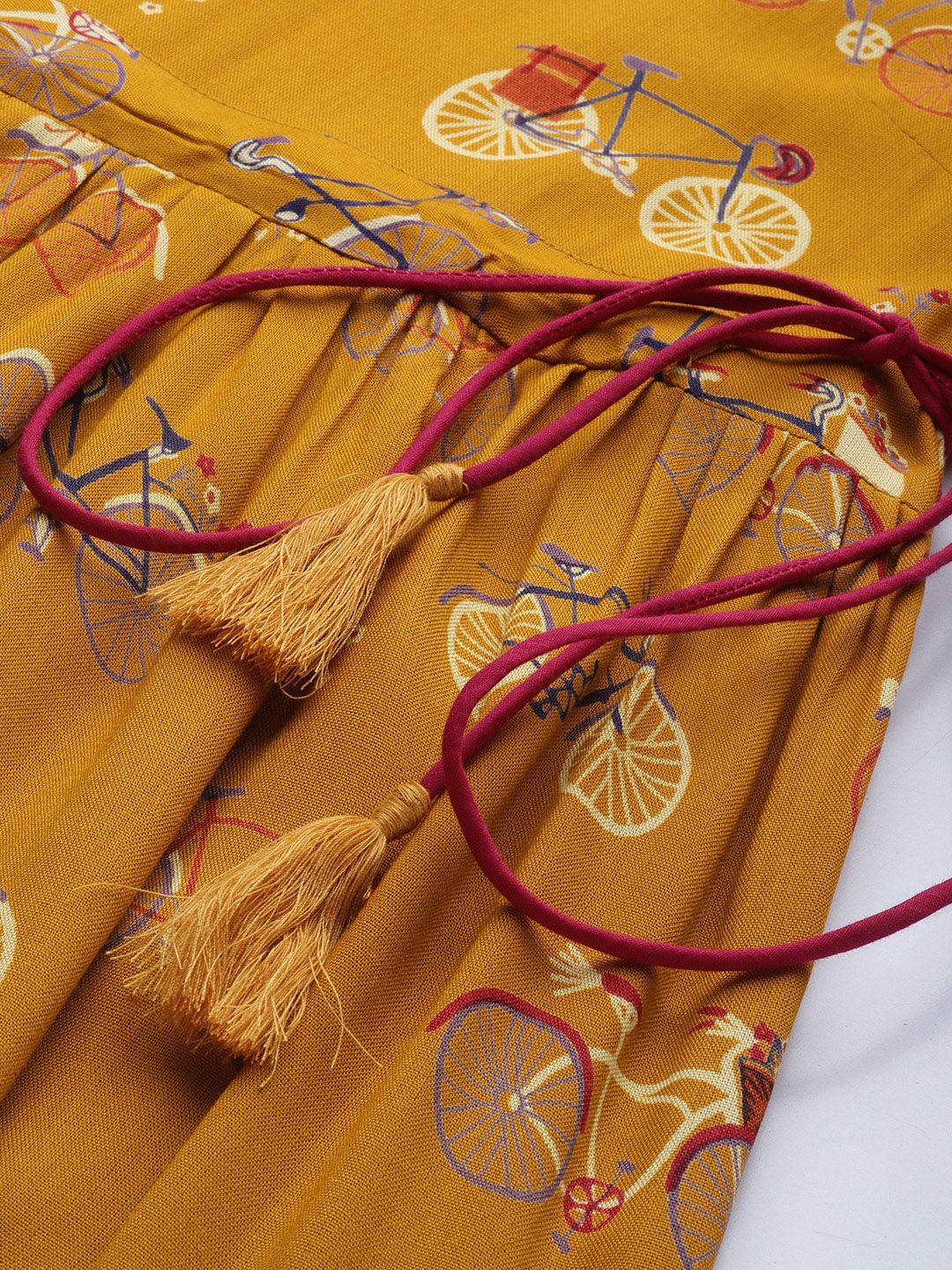 Anouk Women Mustard Yellow Printed A-Line Kurta