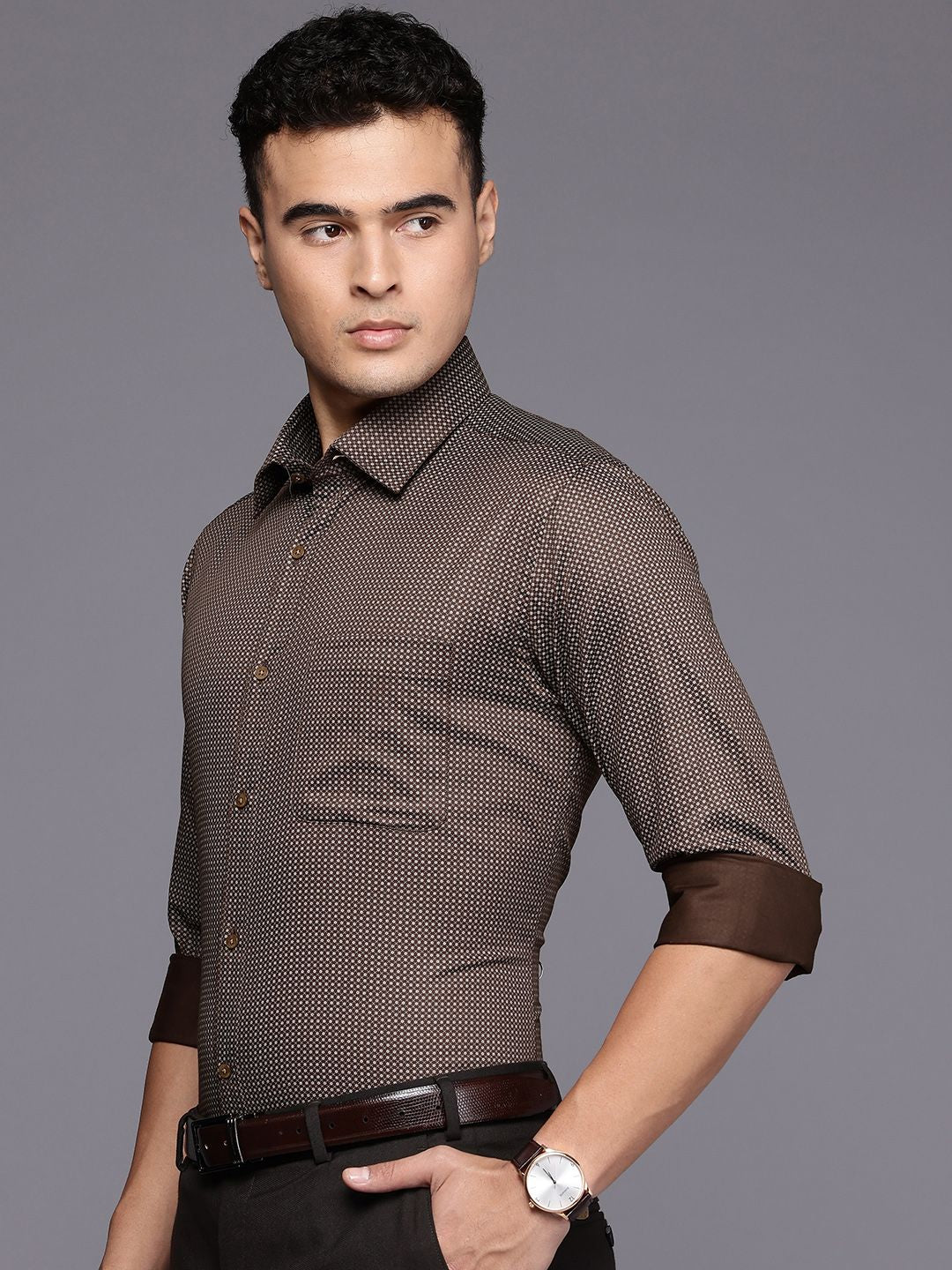 Raymond Pure Cotton Slim Fit Floral Printed Formal Shirt