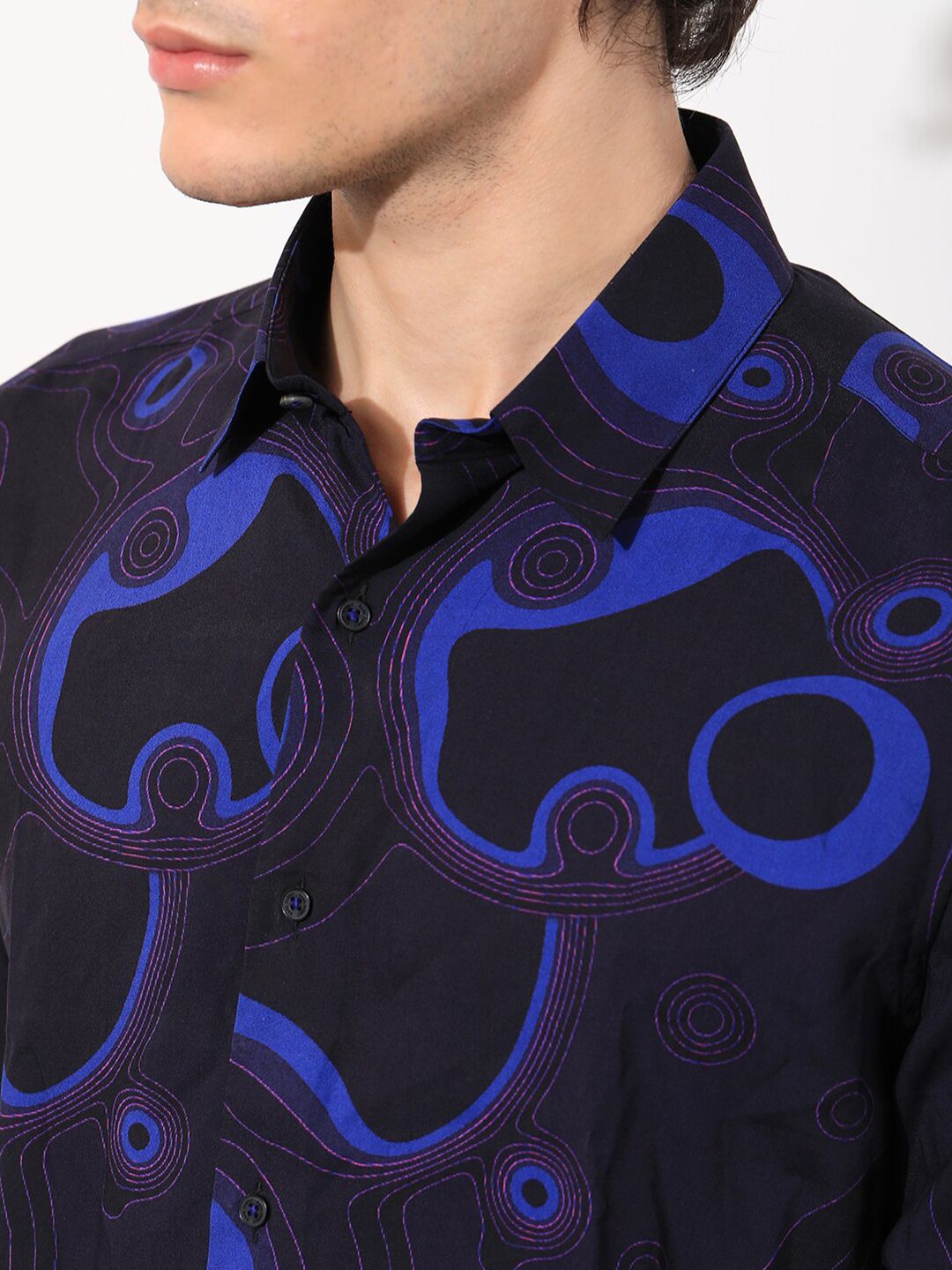 RARE RABBIT Men Inlet Printed Slim Fit Cotton Shirt