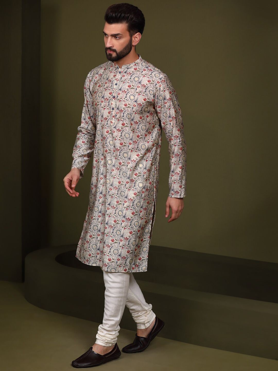 KISAH Men Kantha Printed Regular Fit Kurta