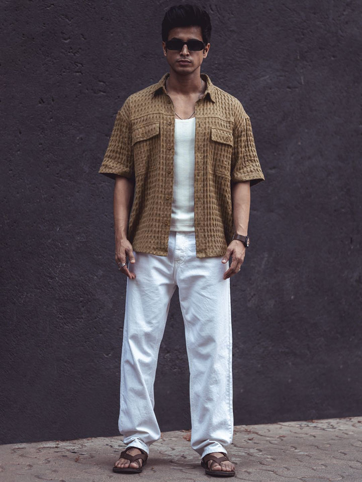 Powerlook India Slim Oversized Checked Pure Cotton Casual Shirt