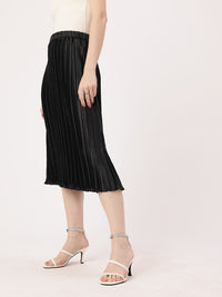 DressBerry Effortless Elegance Accordion Pleated Satin Finish A-Line Midi Skirts