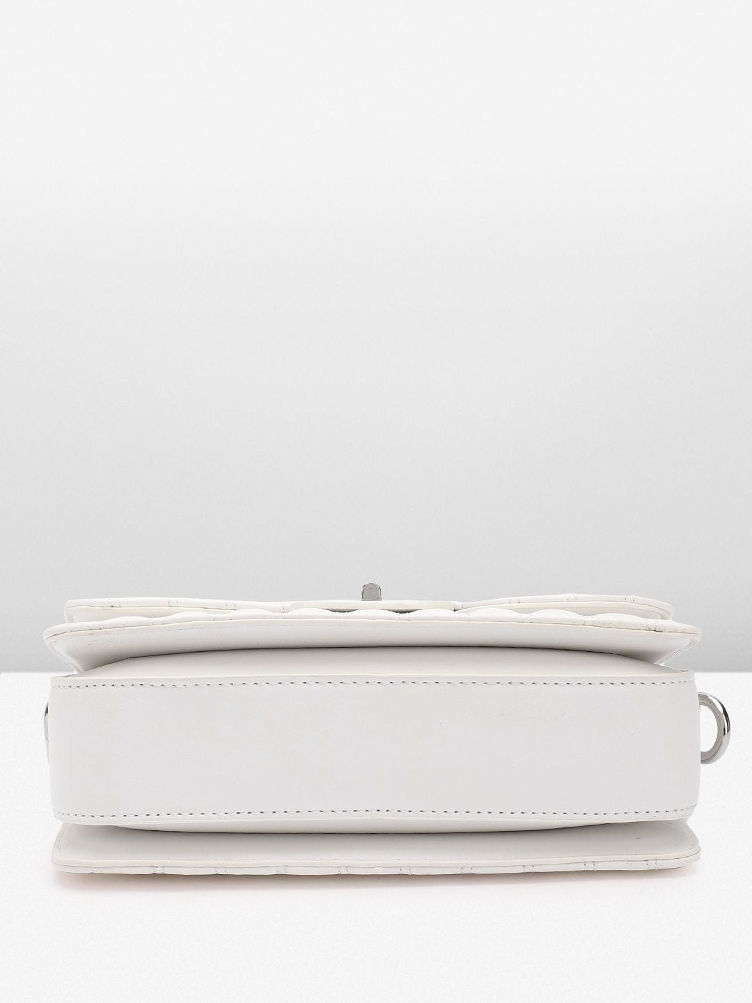 Lino Perros Women Striped Structured Satchel Bag with Quilted Detail