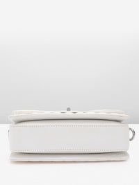 Lino Perros Women Striped Structured Satchel Bag with Quilted Detail