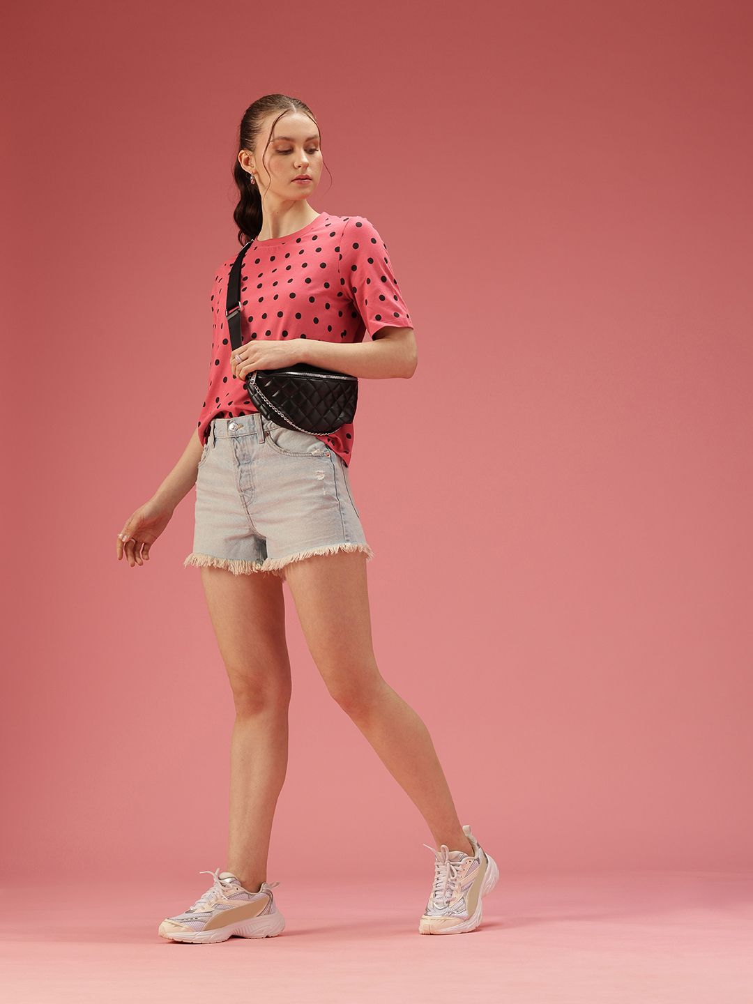 DressBerry Polka Dot Printed Pure Cotton T-shirt