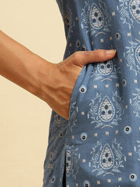 W Ethnic Printed Round Neck Straight Kurta