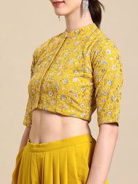 Libas Pure Georgette Ruffled Detail Dhoti Saree with Stitched Blouse
