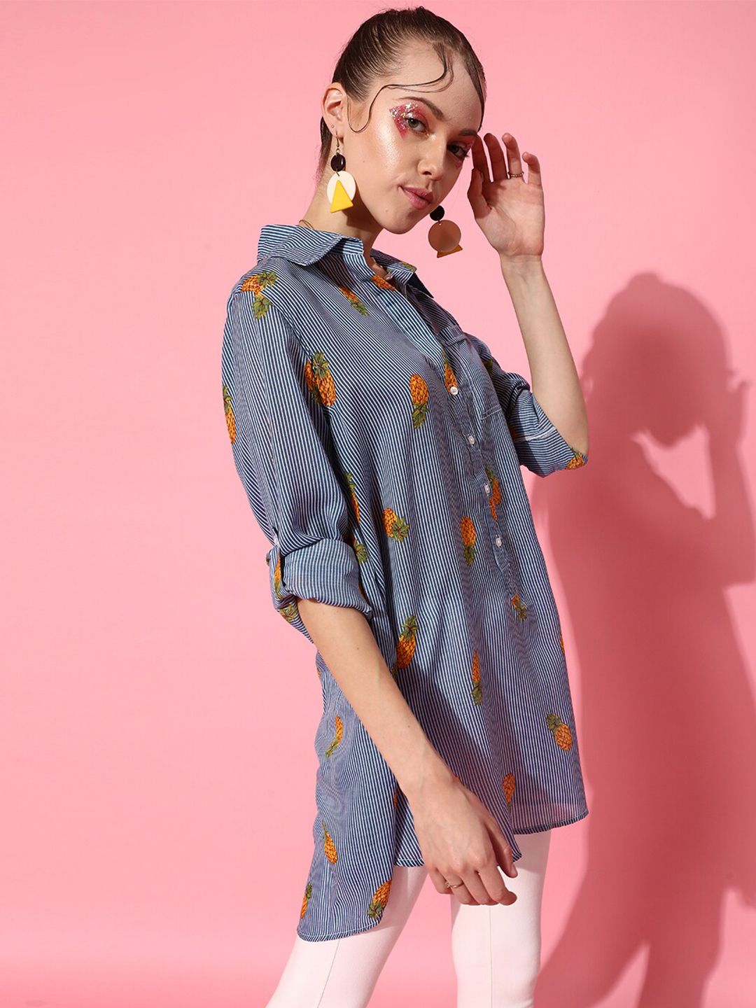 STREET 9 Women Blue Graphic Shirt