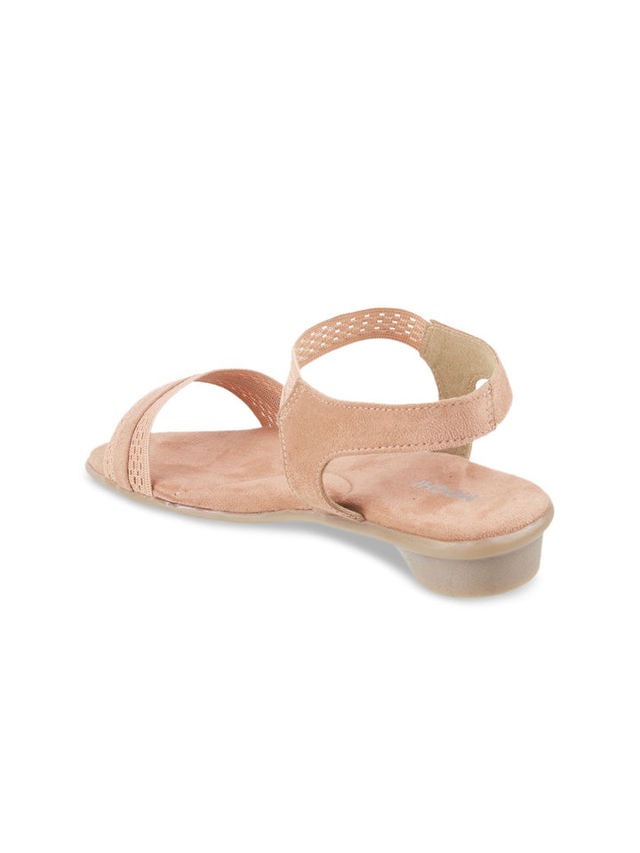 Mochi Women Peach-Coloured Embellished Open Toe Flats